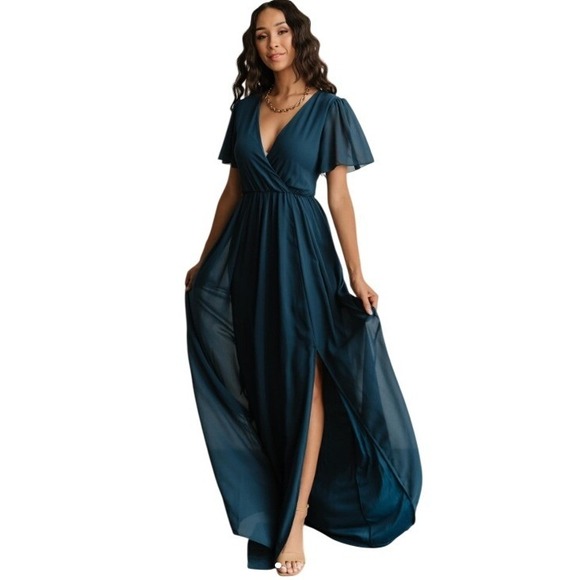 Baltic Born Dresses & Skirts - Baltic Born Vaughnie Surplice Neckline Empire Waist Maxi Dress Size Large NWT